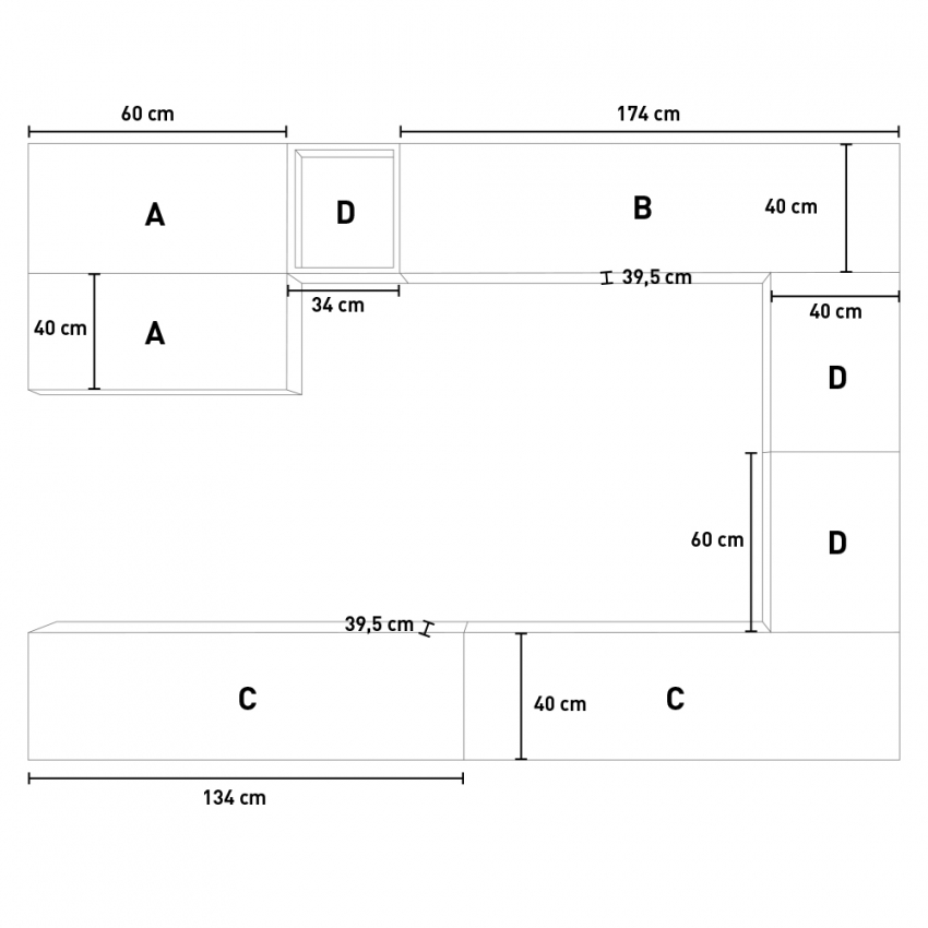 Modern Wall Unit with TV Stand in Wood Itamoby Isoka A15 — 8