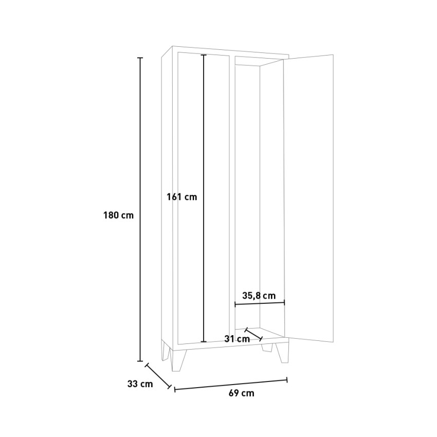 Stylo 2-Door Metal Changing Room Locker Monobloc — 4