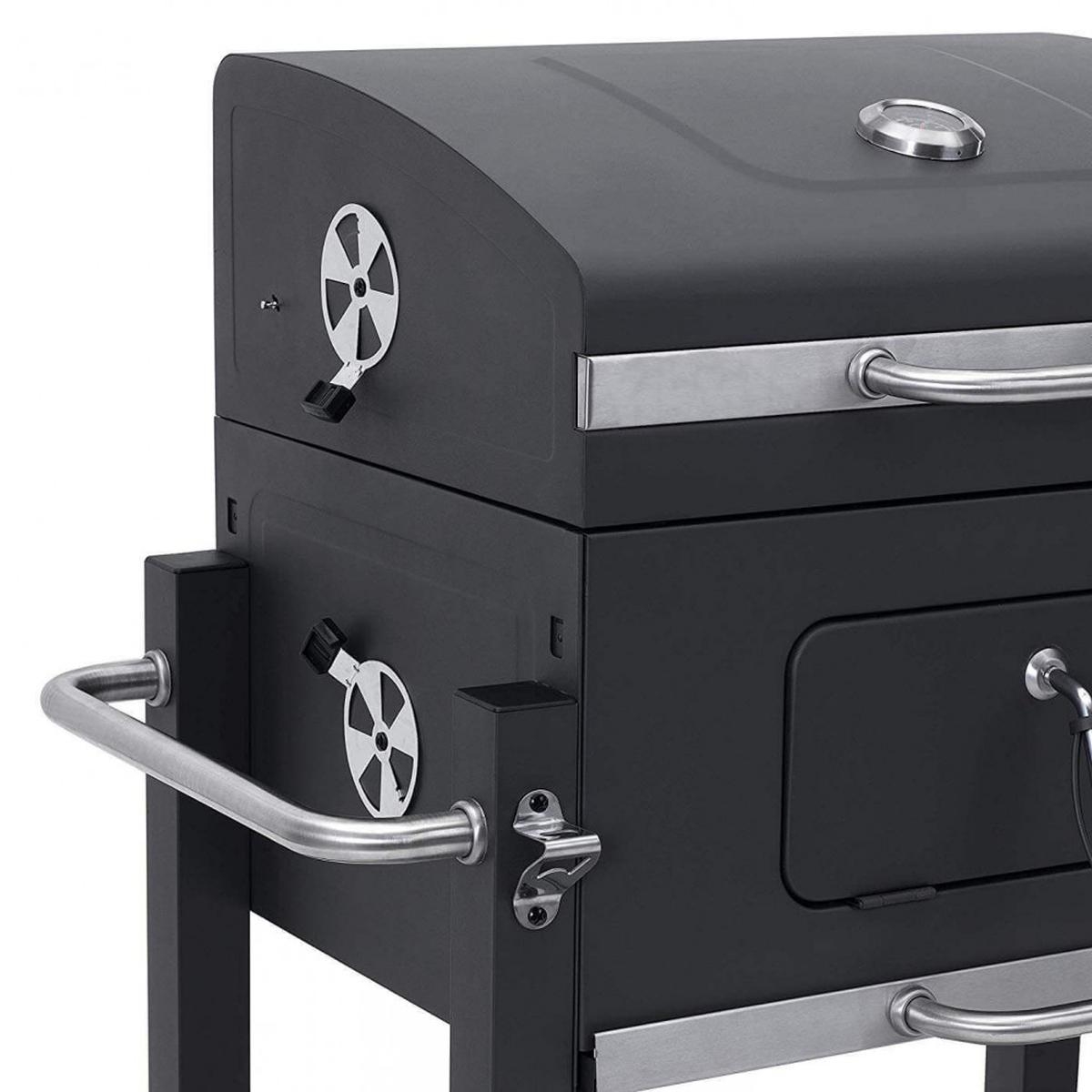 Charcoal BBQ Grill on Wheels with Lid and 2 Grates Austin — 3