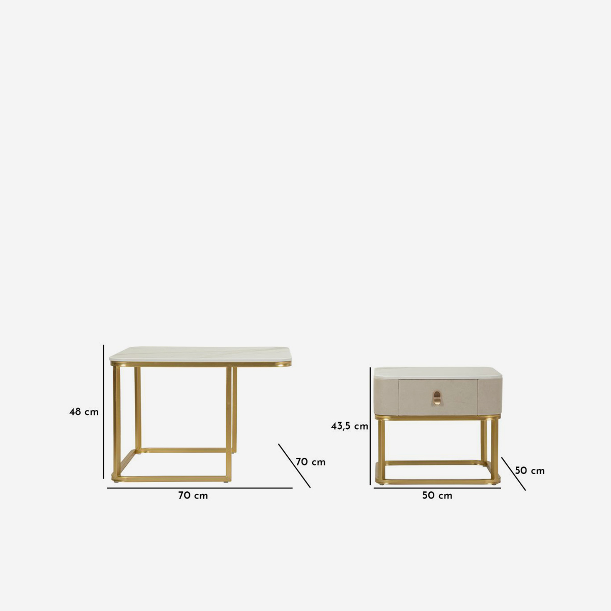 Set of 2 modern marble-effect coffee tables Beauty — 3