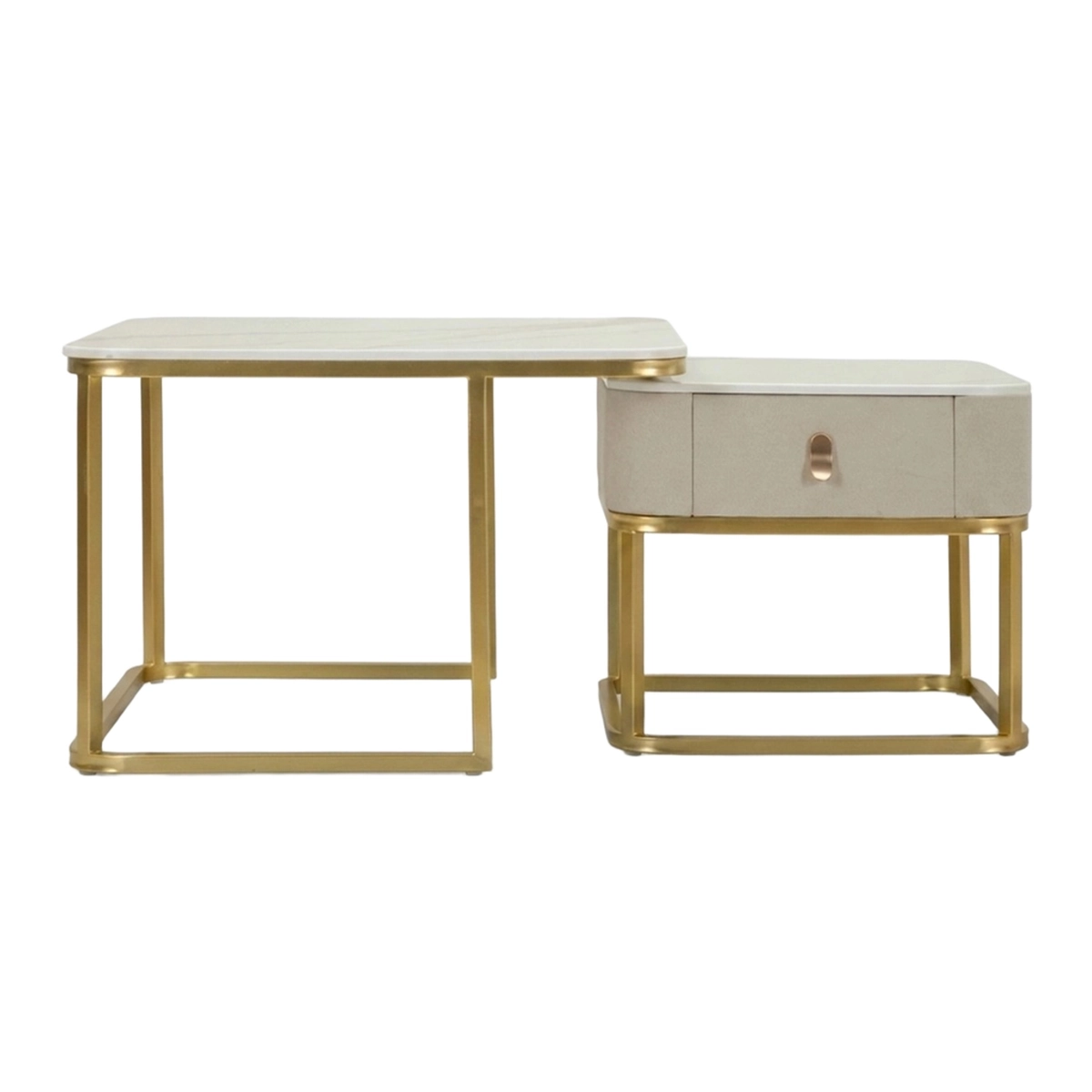 Set of 2 modern marble-effect coffee tables Beauty — 6
