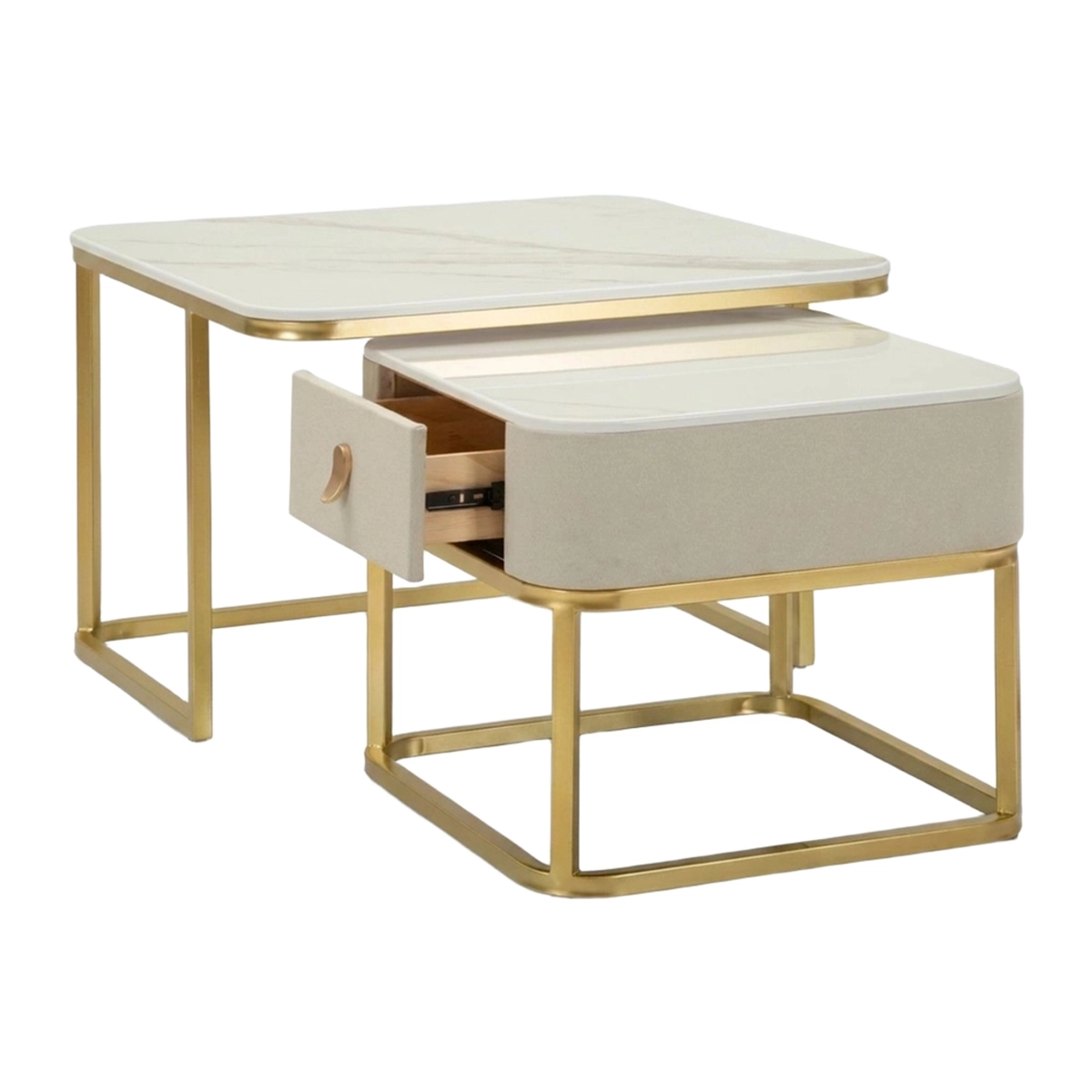 Set of 2 modern marble-effect coffee tables Beauty — 4