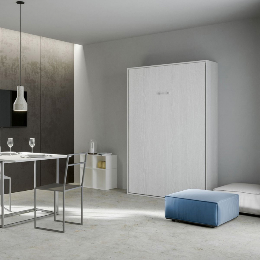 Kentaro Vertical Murphy Bed 120x190cm White Ash Itamoby — 3