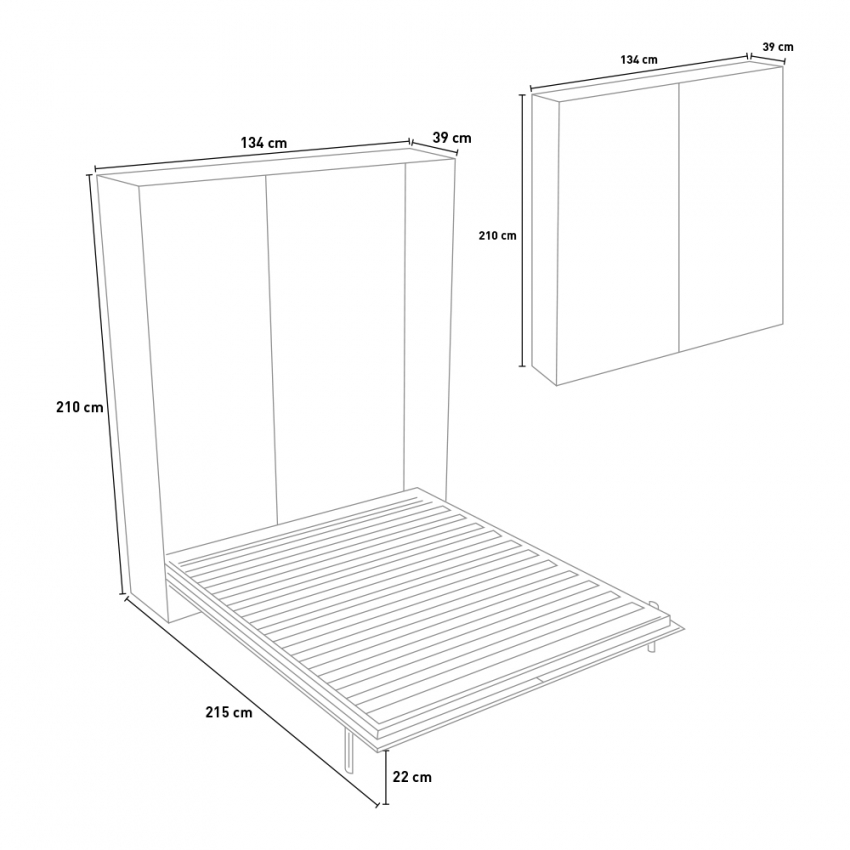 Kentaro Vertical Murphy Bed 120x190cm White Ash Itamoby — 5