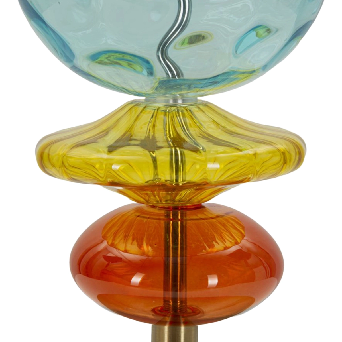 Colorful table lamp in blown glass with fabric shade — 7