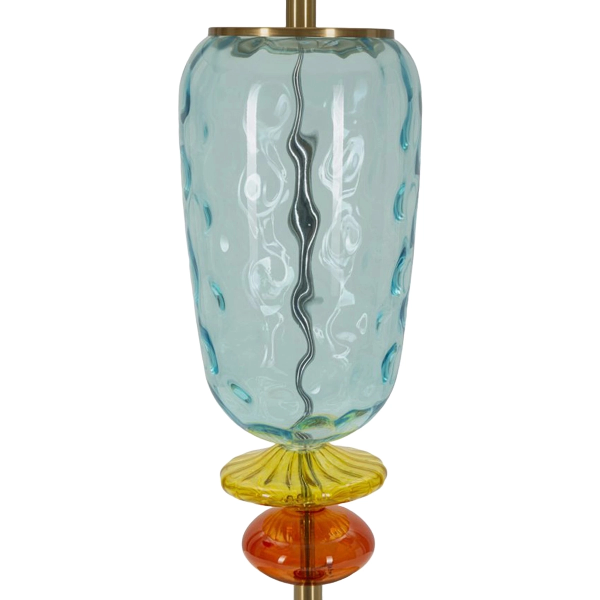 Colorful table lamp in blown glass with fabric shade — 5