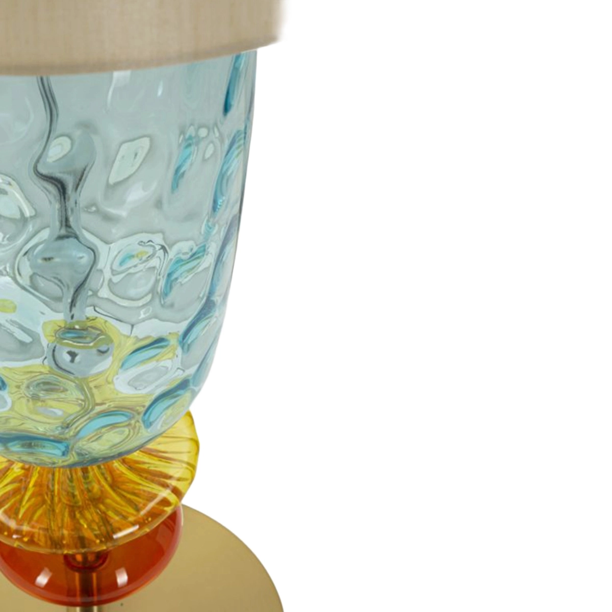 Colorful table lamp in blown glass with fabric shade — 4
