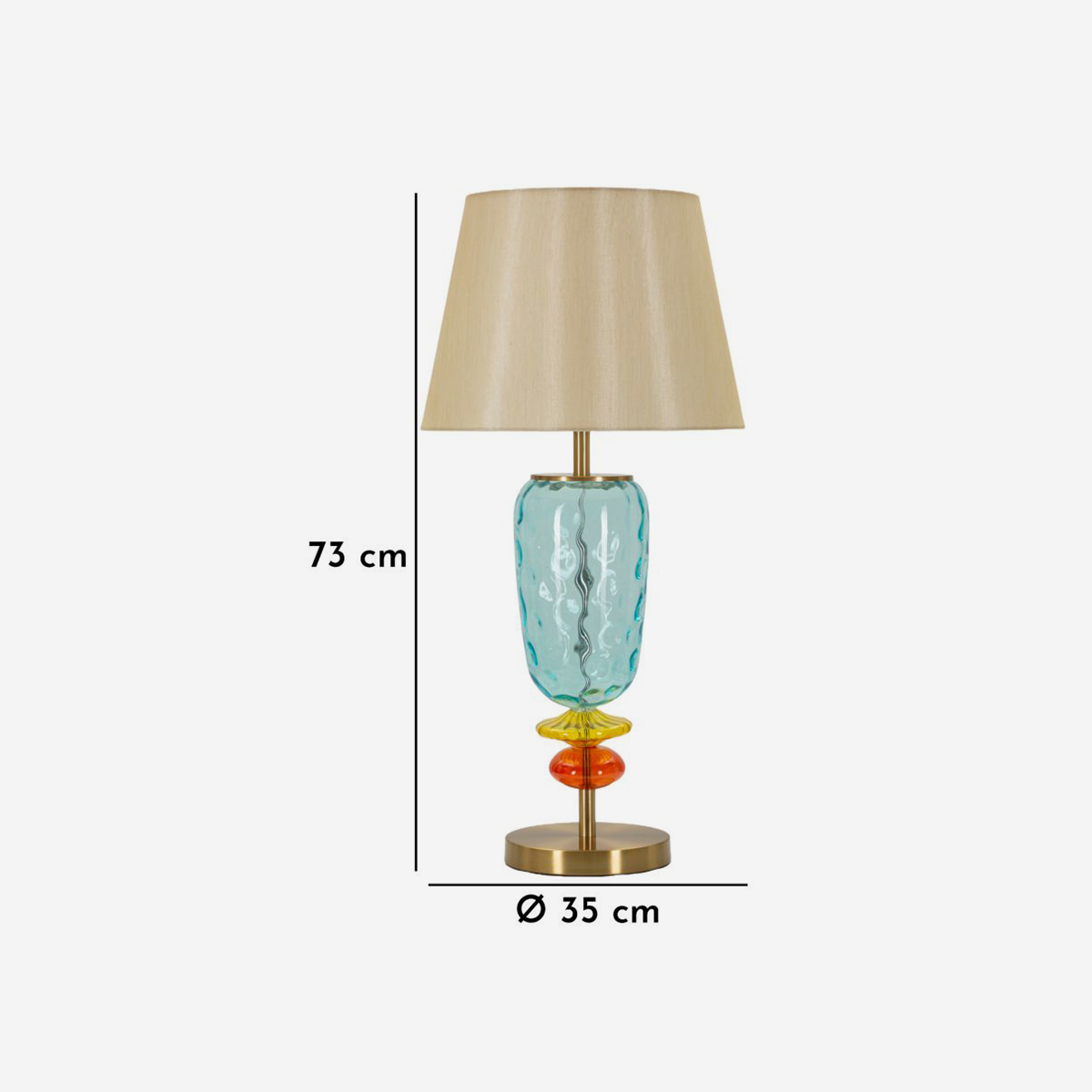 Colorful table lamp in blown glass with fabric shade — 3