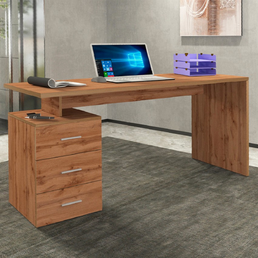 Modern Office Desk with 3 Drawers 160x60x75cm New Selina Basic — 2