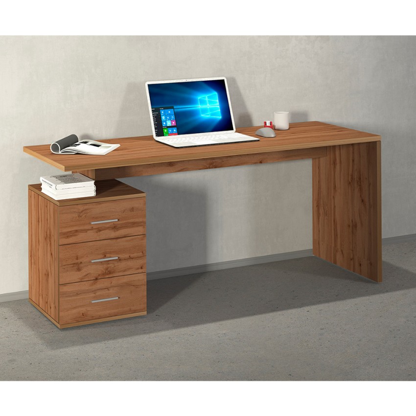 Modern Office Desk with 3 Drawers 160x60x75cm New Selina Basic — 6
