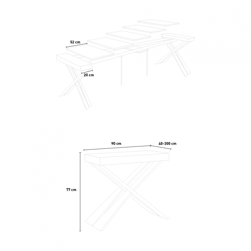 Modern extendable console table 90x40-300cm dining table Diago Oak — 5