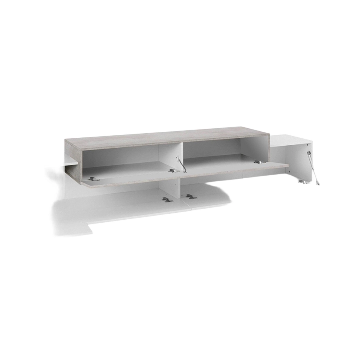 240cm Corona Low Grey TV Stand, 4 Compartments, 3 Doors, White/Grey Design — 5