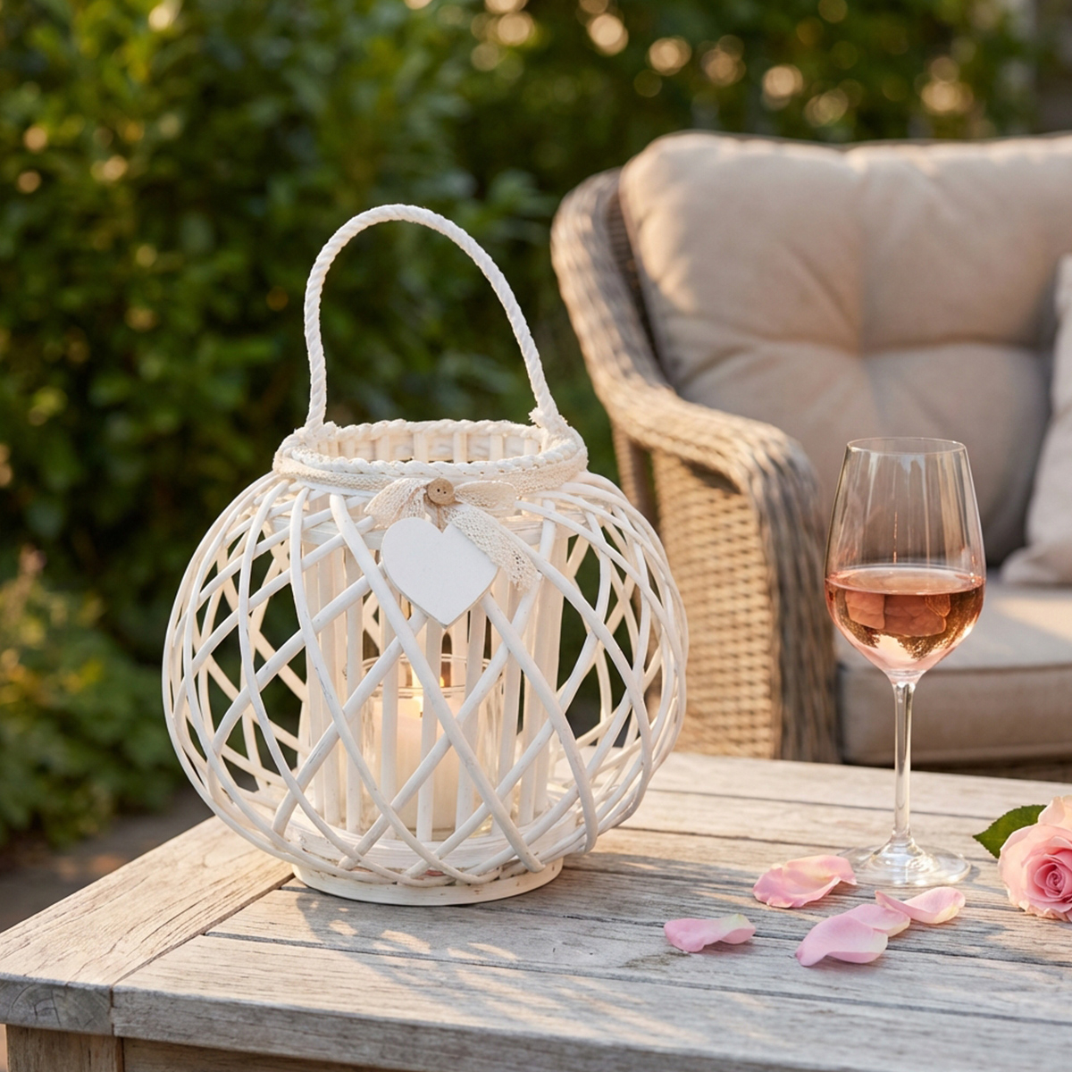 Cosma Elvire Decorative Wicker and Glass Lantern — 3