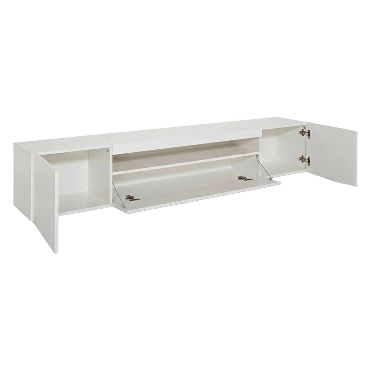 Modern TV cabinet with door and flap drawer 200cm Daiquiri White L — 4