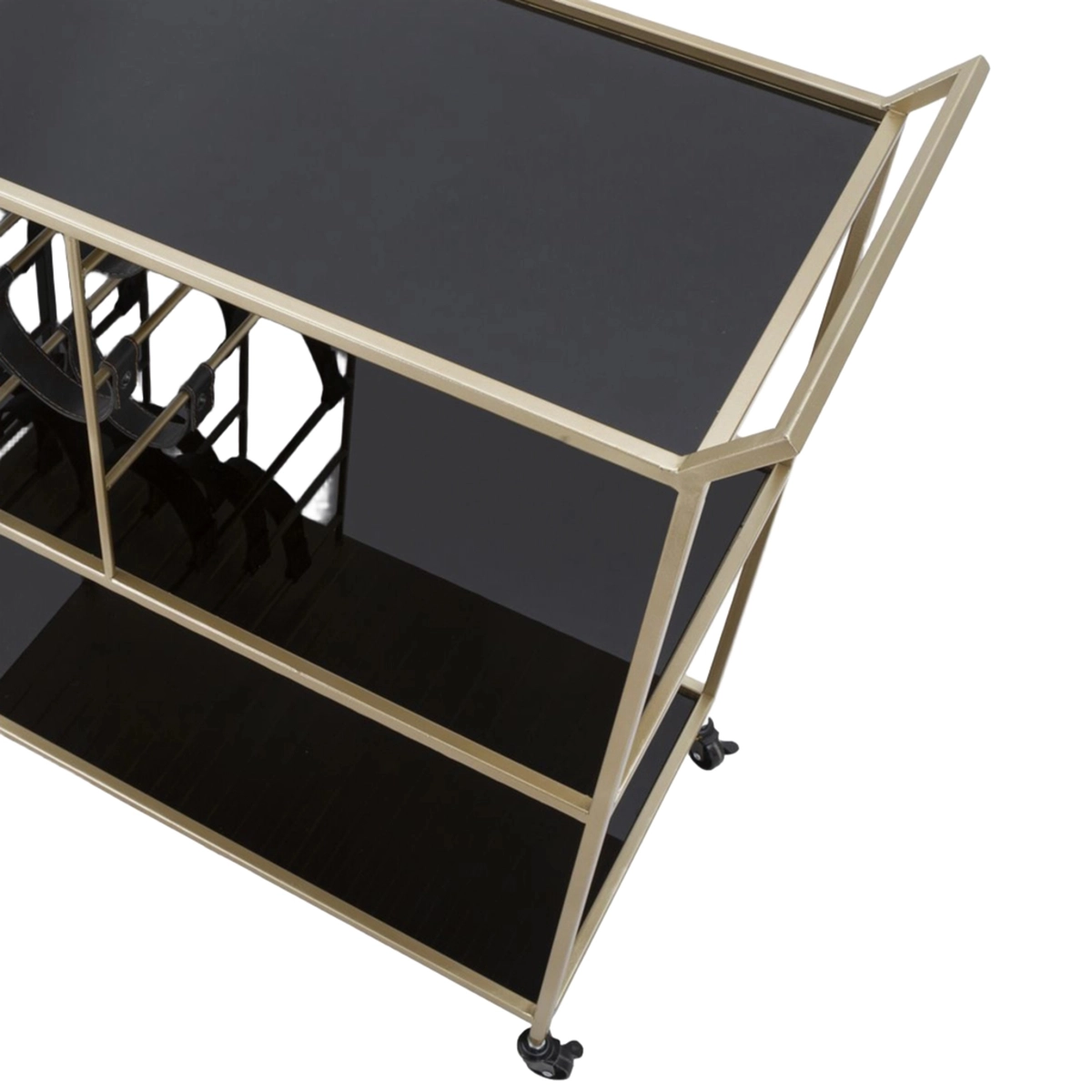 Black String Mobile Bar Serving Cart with Wheels — 8