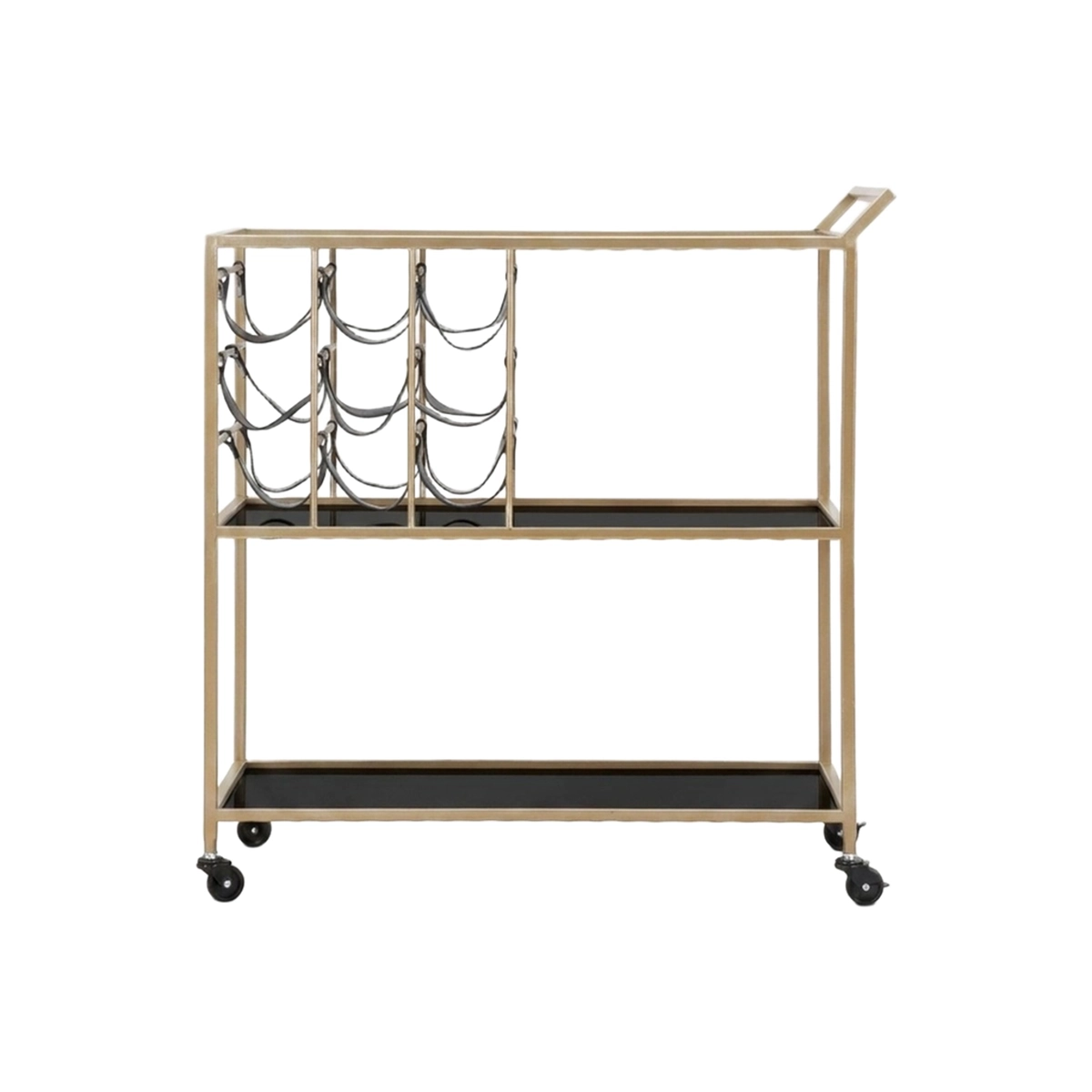 Black String Mobile Bar Serving Cart with Wheels — 4