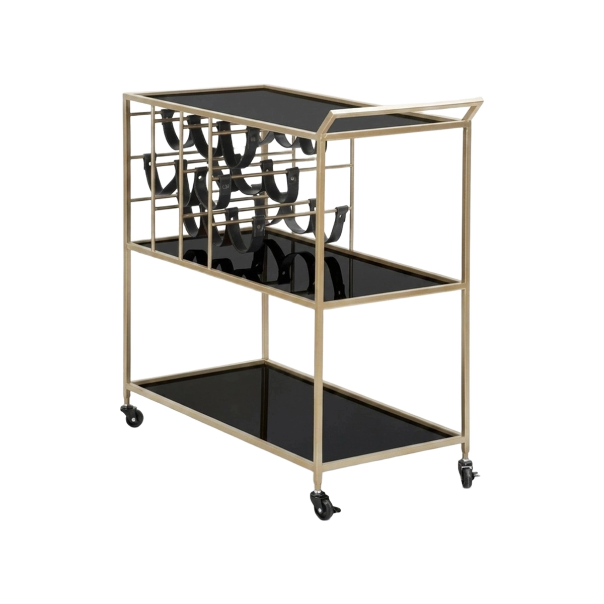 Black String Mobile Bar Serving Cart with Wheels — 5