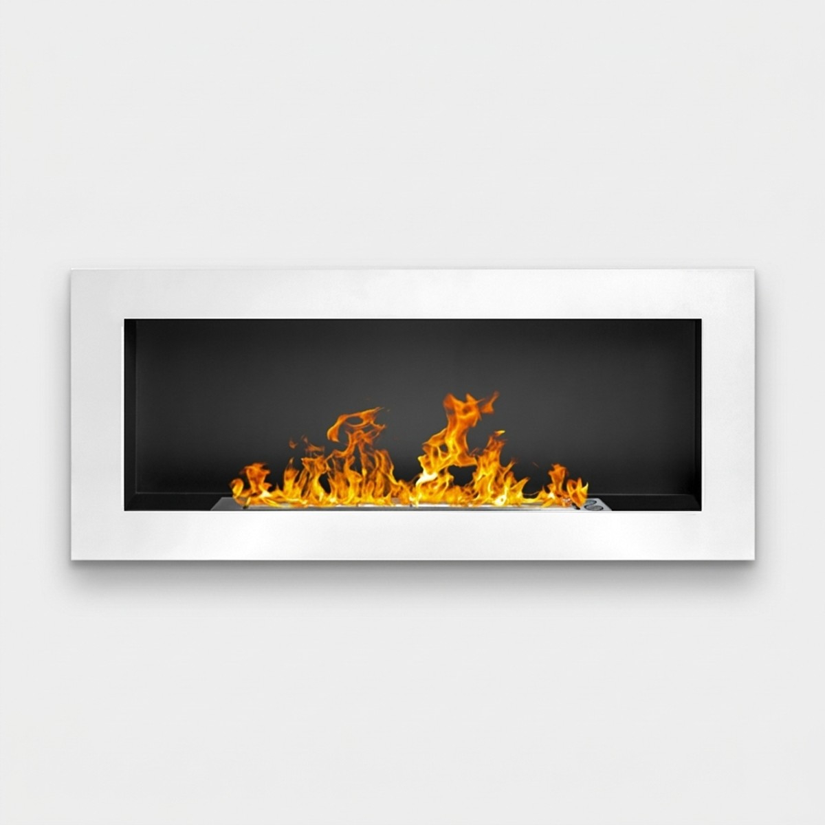 Wall-mounted and recessed stainless steel bioethanol fireplace Lucca — 1