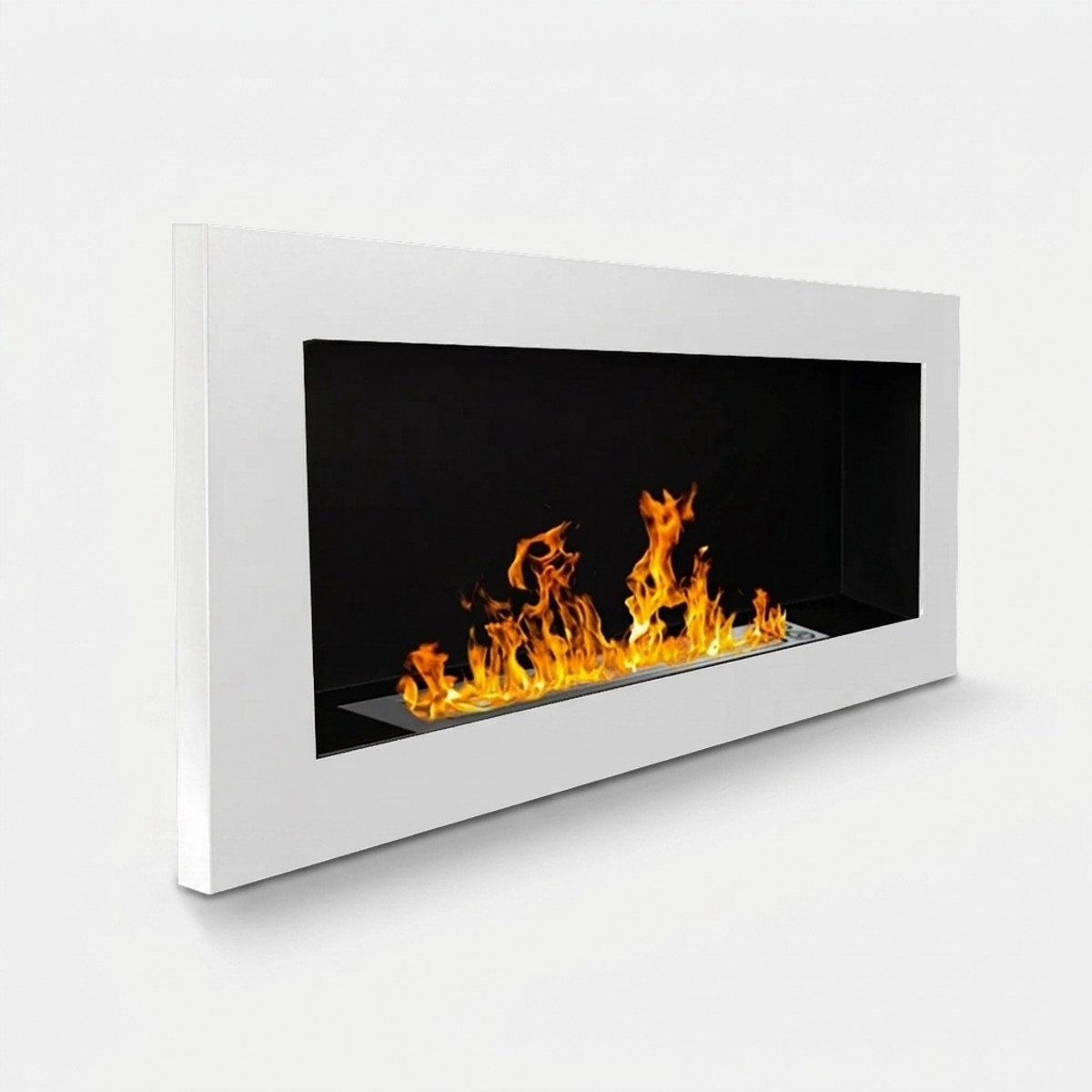 Wall-mounted and recessed stainless steel bioethanol fireplace Lucca — 3