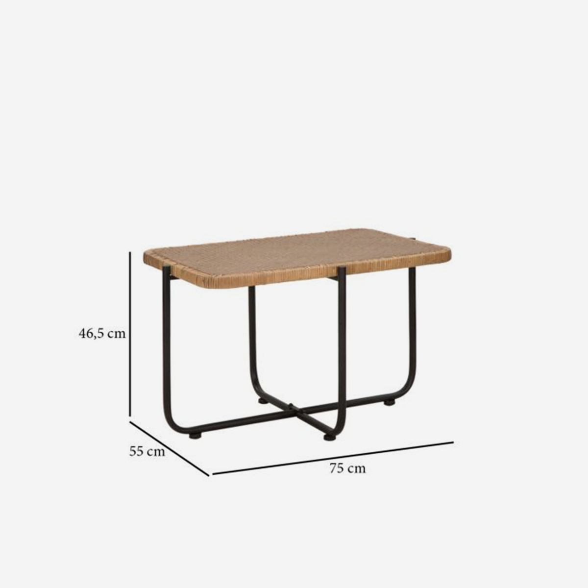 Cebu rectangular coffee table in metal and rattan — 3