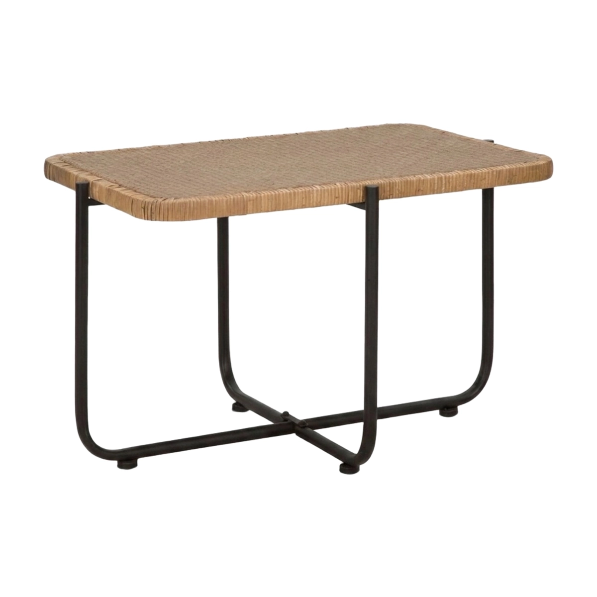 Cebu rectangular coffee table in metal and rattan — 1