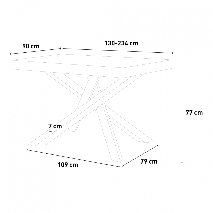 Modern Extendable Dining Table 90x130-234cm Volantis Noix — 4