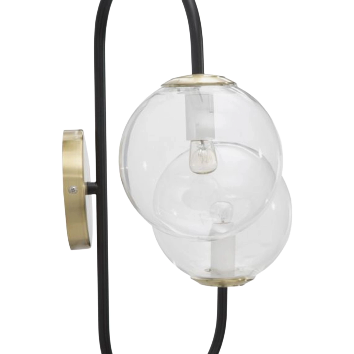 Iron Black 2 Light Wall Lamp in Metal and Glass — 7