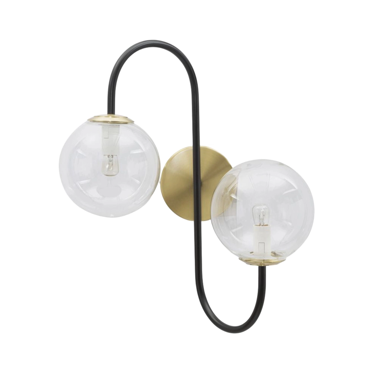 Iron Black 2 Light Wall Lamp in Metal and Glass — 4