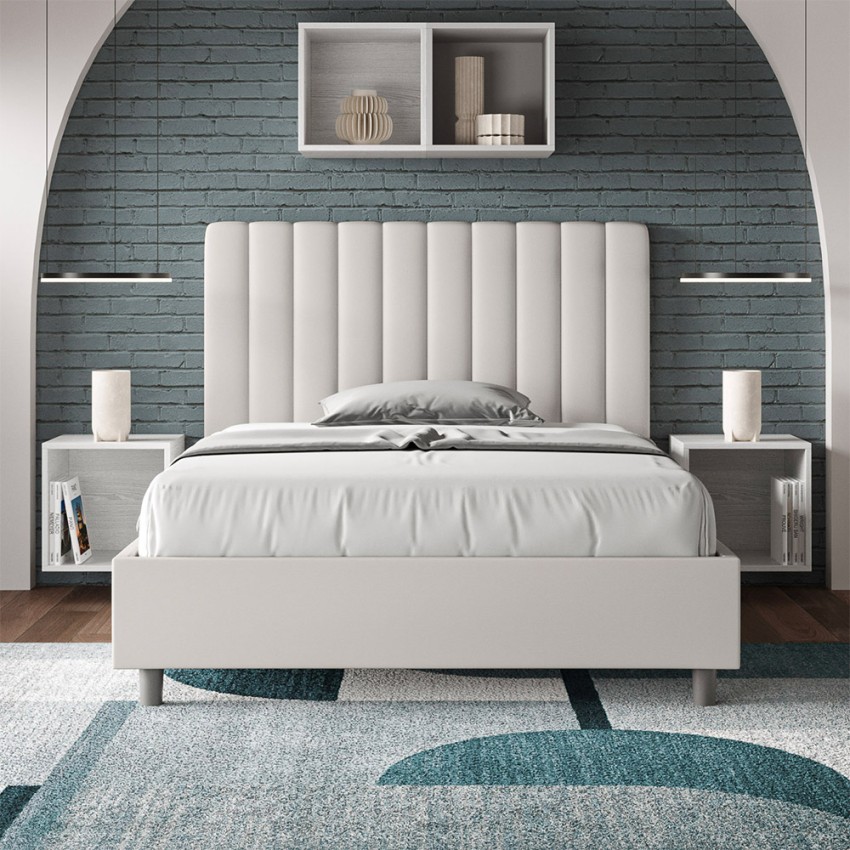 Small Double Bed 120x190 with Faux Leather Storage Base Agueda P — 3
