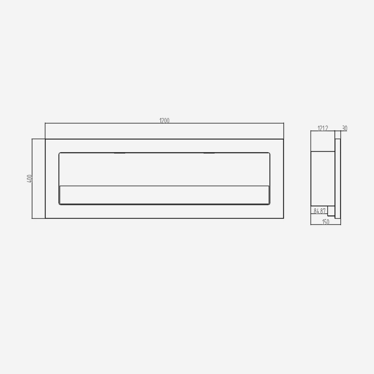 Wall mounted and recessed bioethanol fireplace Livorno 120 — 7