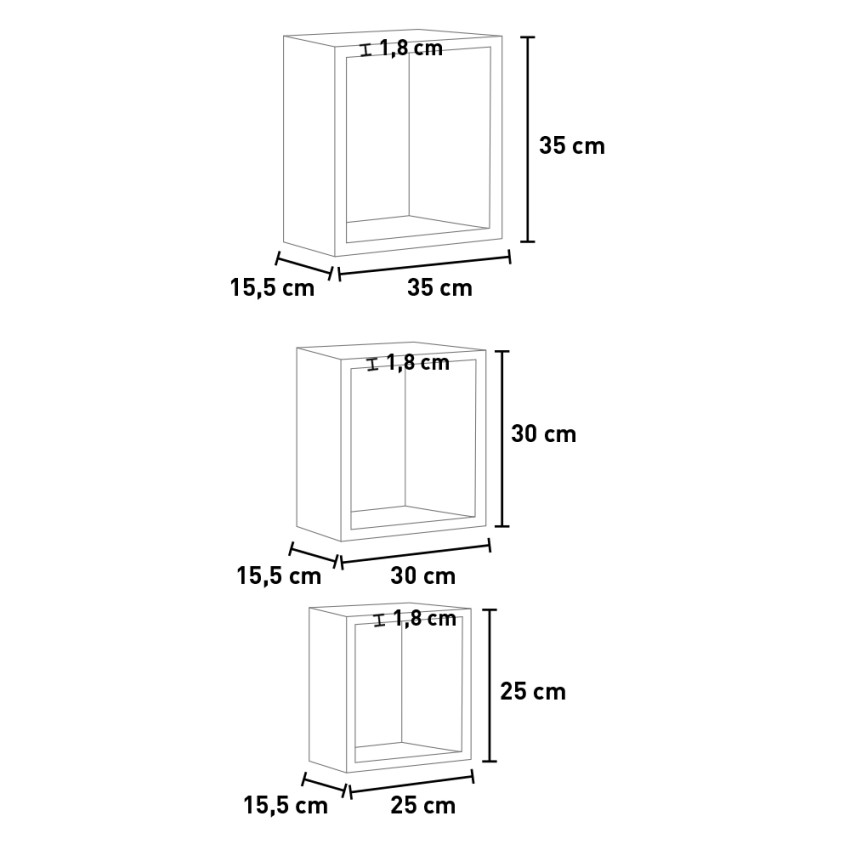 Set of 3 Modern Wall Cube Shelves Incubo — 4