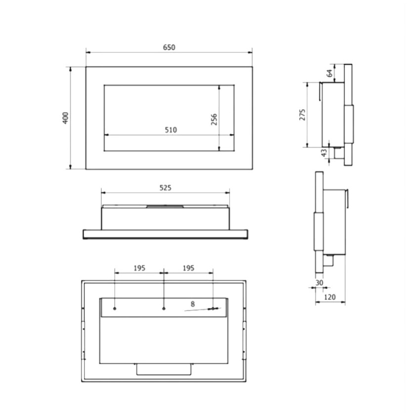 Divina Fire Pisa Nero Wall Mounted and Recessed Bioethanol Fireplace — 8