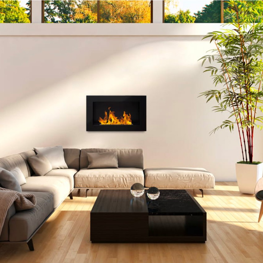 Divina Fire Pisa Nero Wall Mounted and Recessed Bioethanol Fireplace — 3