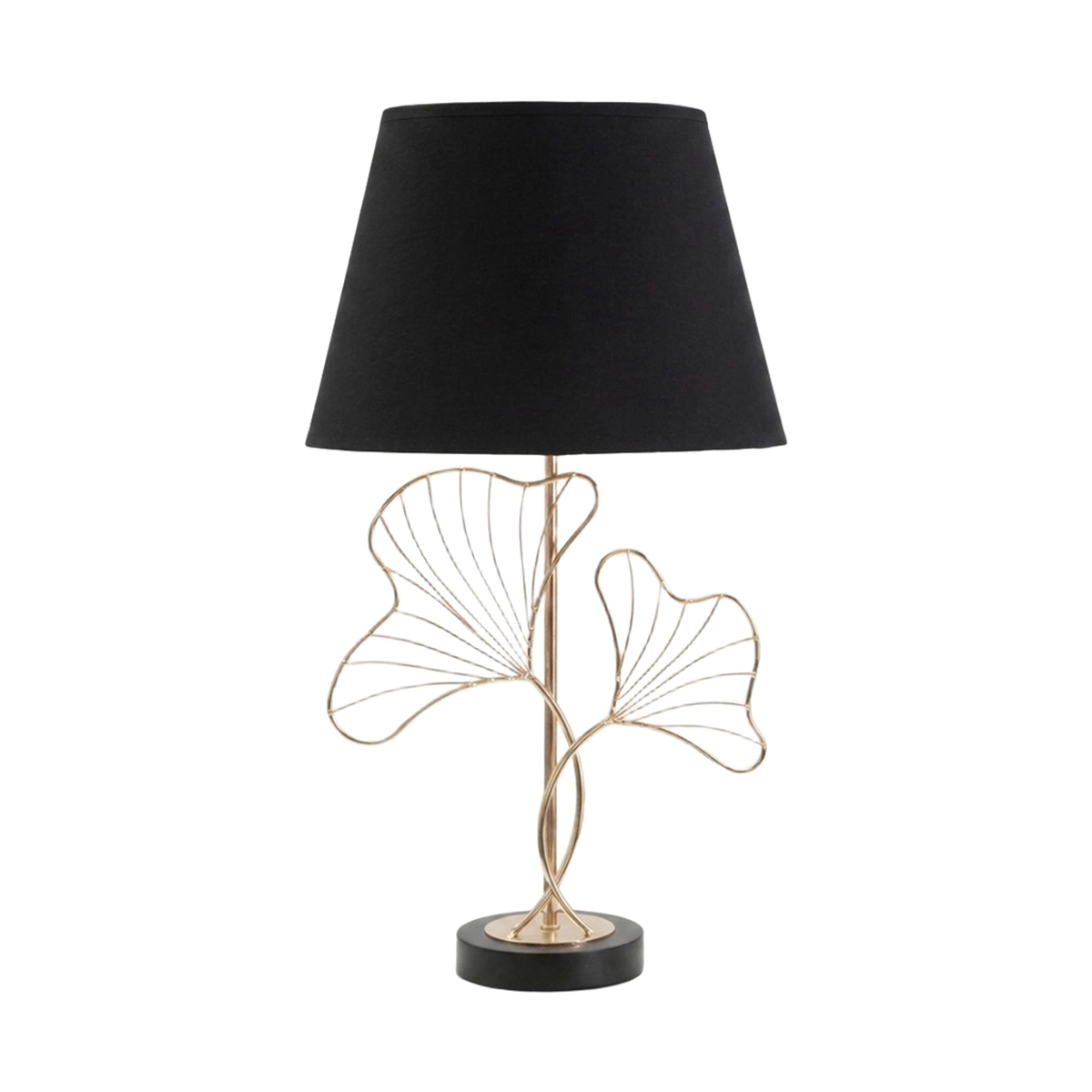 Metal Table Lamp with Fabric Shade Leaves — 1
