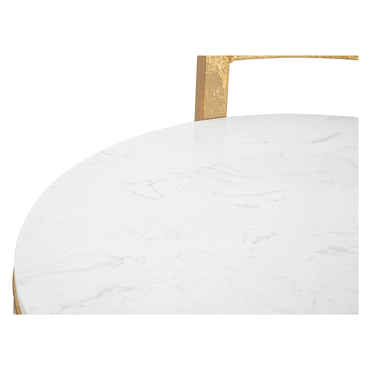 Round round side coffee table in gold metal with white marble top — 5