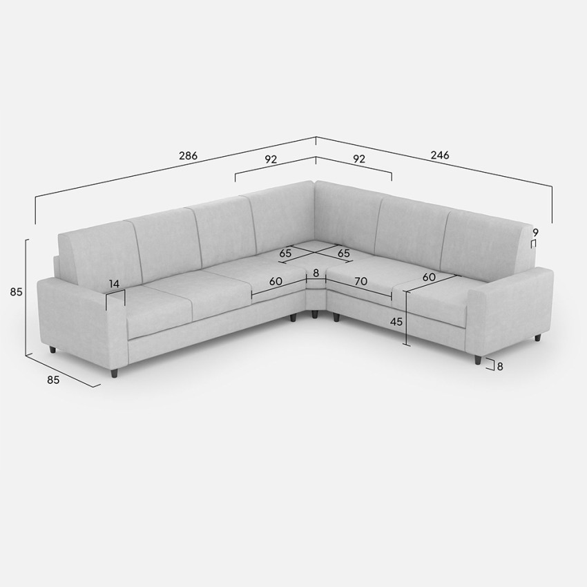 Modern 6-Seater Fabric Corner Sofa 286x246 cm Sakar — 9