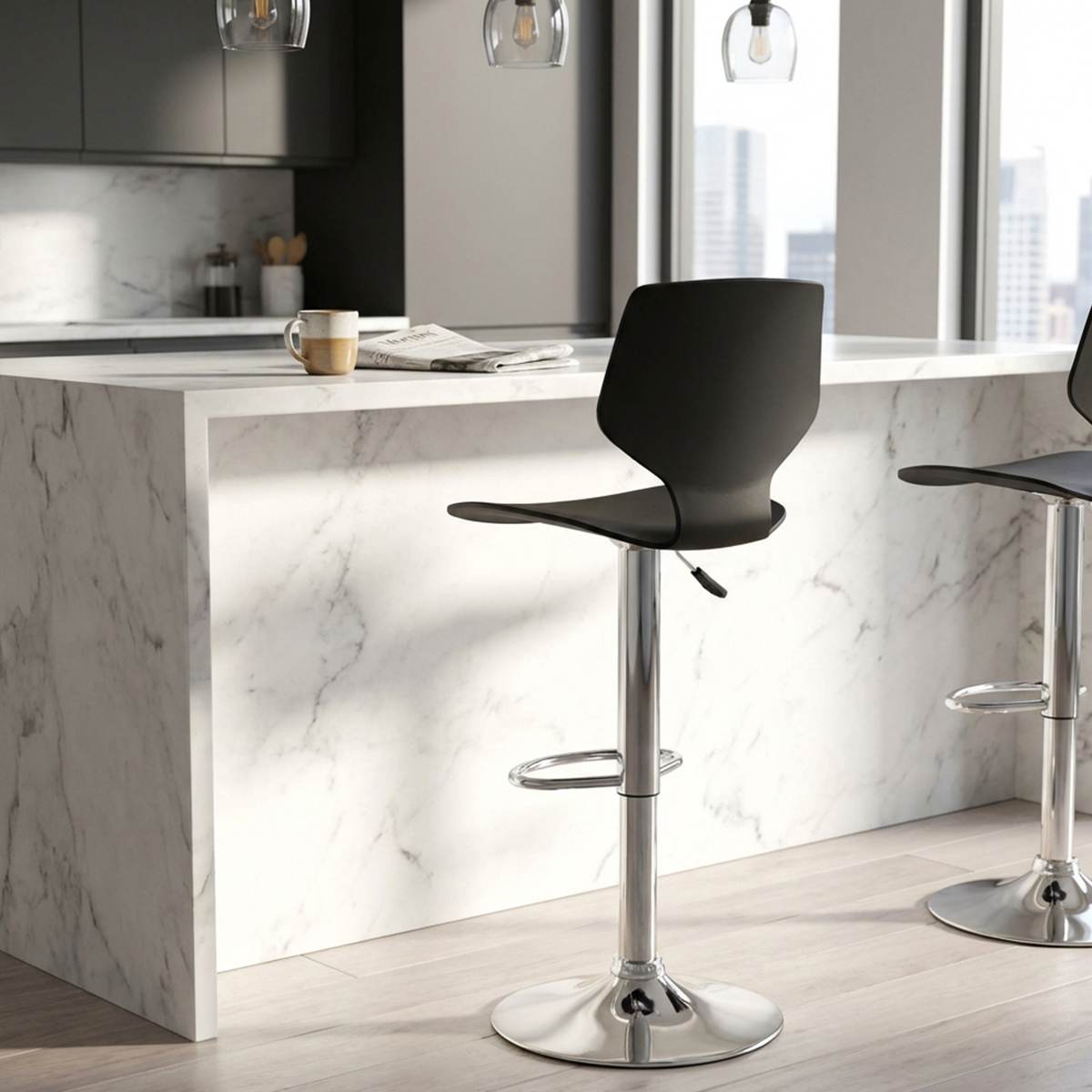 Modern Adjustable Bar Stool with Armrests Joshua Cosma — 2