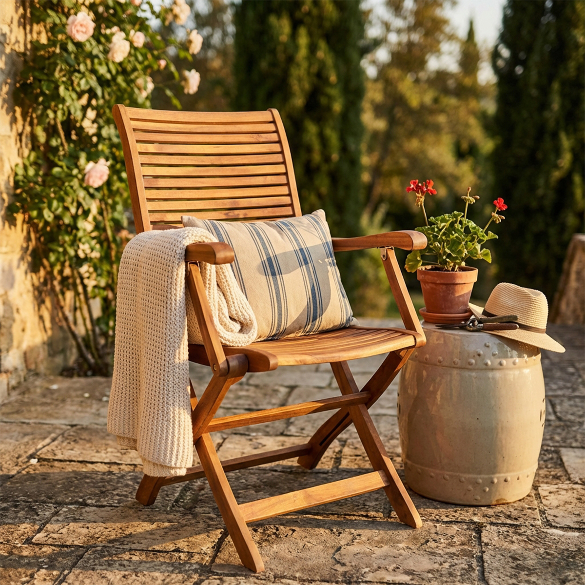 Riviera Folding Wooden Garden Armchair with Armrests — 3