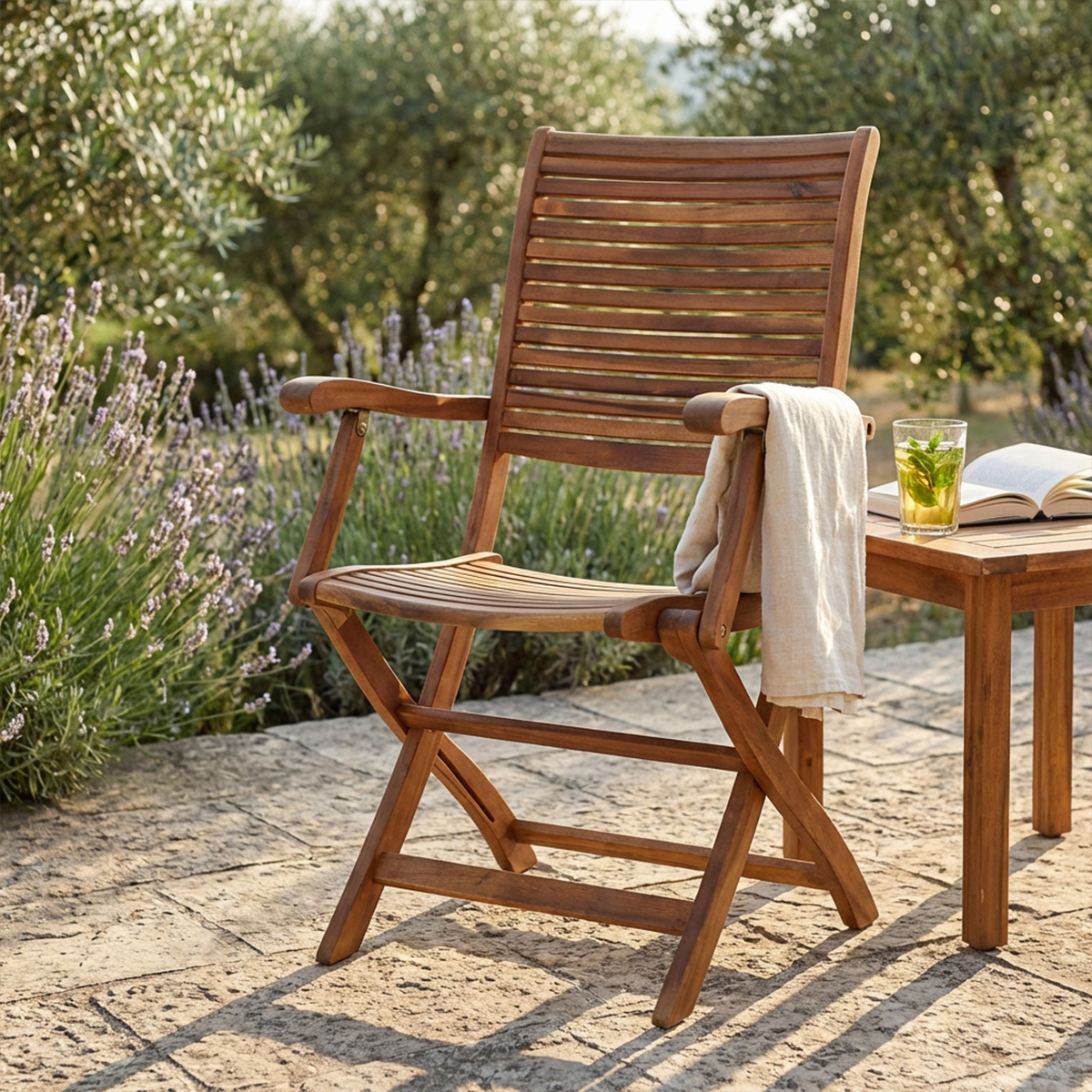 Riviera Folding Wooden Garden Armchair with Armrests — 2