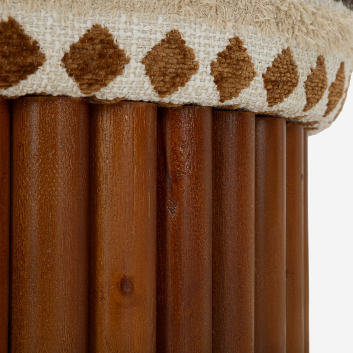 Round Ethnic Padded Ottoman in Poliestere Mombasa Chromatic Accent — 4