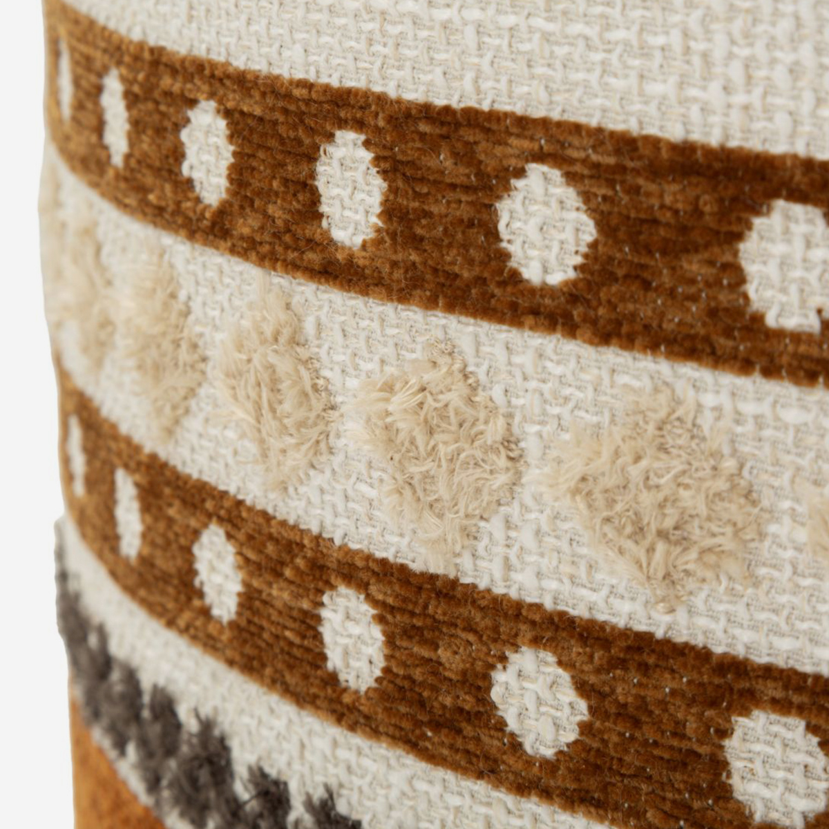 Round Ethnic Padded Ottoman in Poliestere Mombasa Chromatic Accent — 3