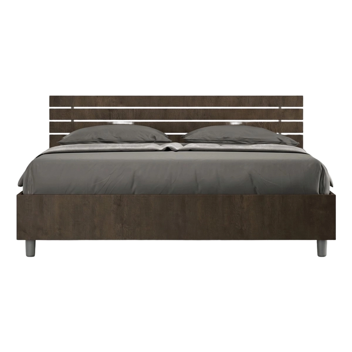 Walnut Wood Double Bed with Slats 160x190cm Ankel D Noix — 1
