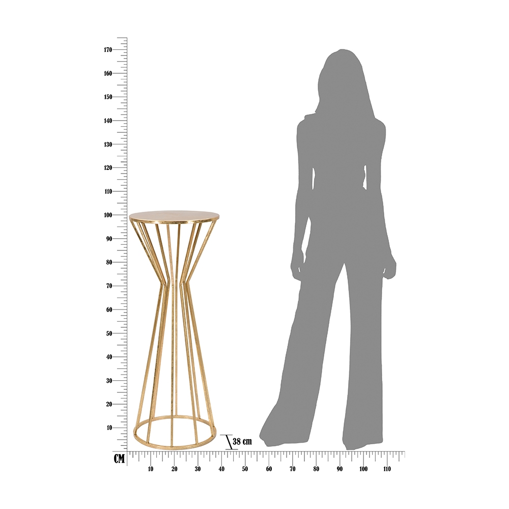 Round Tall Living Room Side Table in Gold Metal 38cm Stick — 9