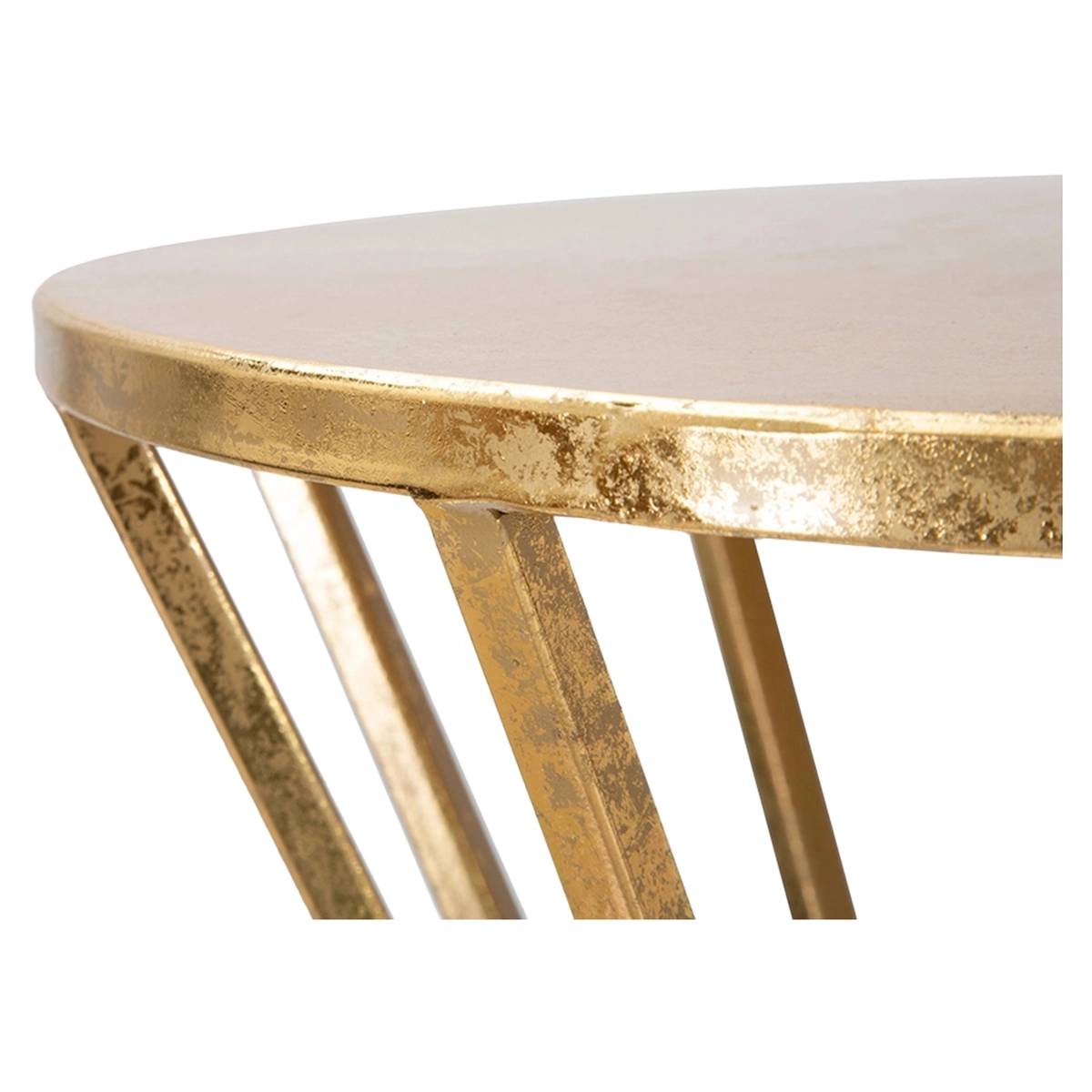 Round Tall Living Room Side Table in Gold Metal 38cm Stick — 4