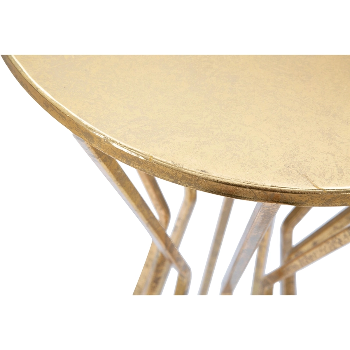 Round Tall Living Room Side Table in Gold Metal 38cm Stick — 8