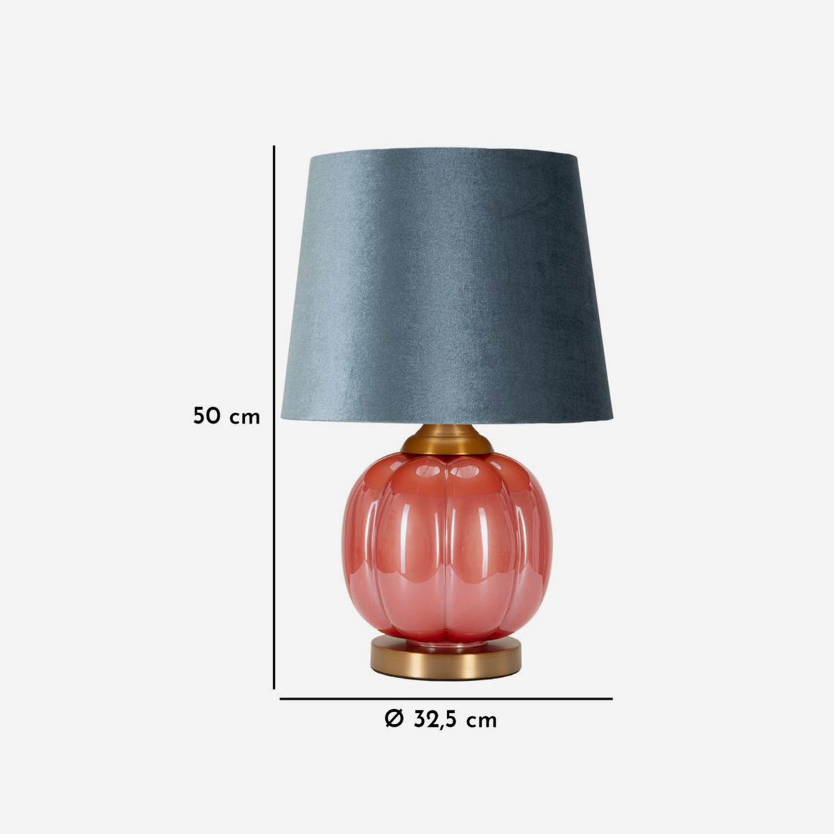 Helene Ball Table Lamp in Glass and Fabric with Fluted Base — 4