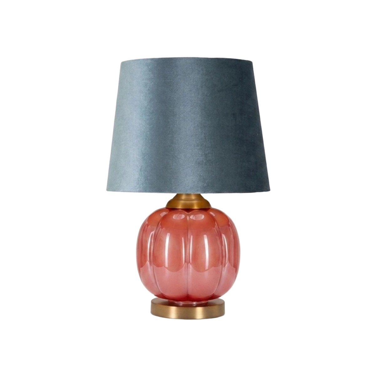 Helene Ball Table Lamp in Glass and Fabric with Fluted Base — 1