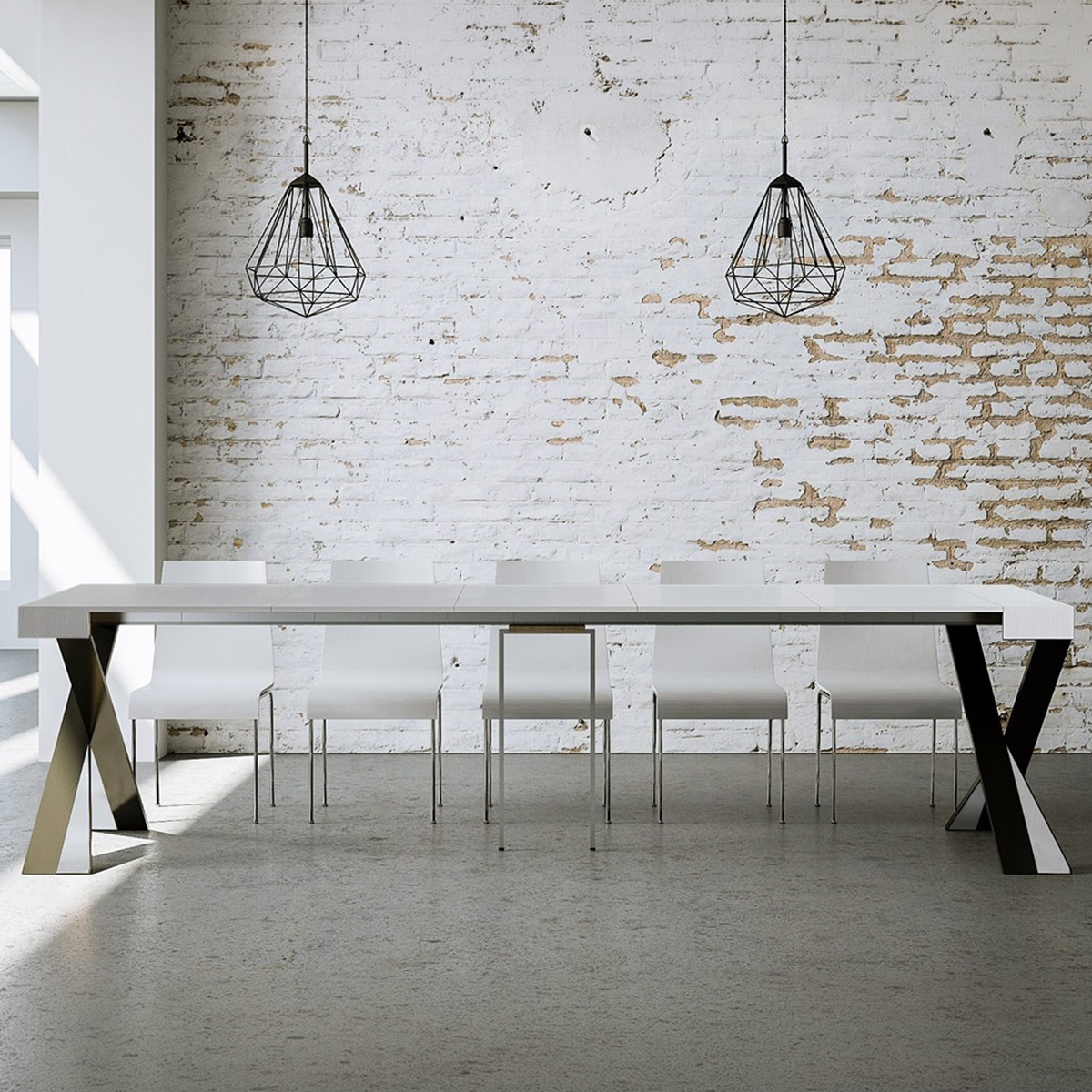 Modern extendable console table ash white 90x40-300cm Diago Itamoby — 4