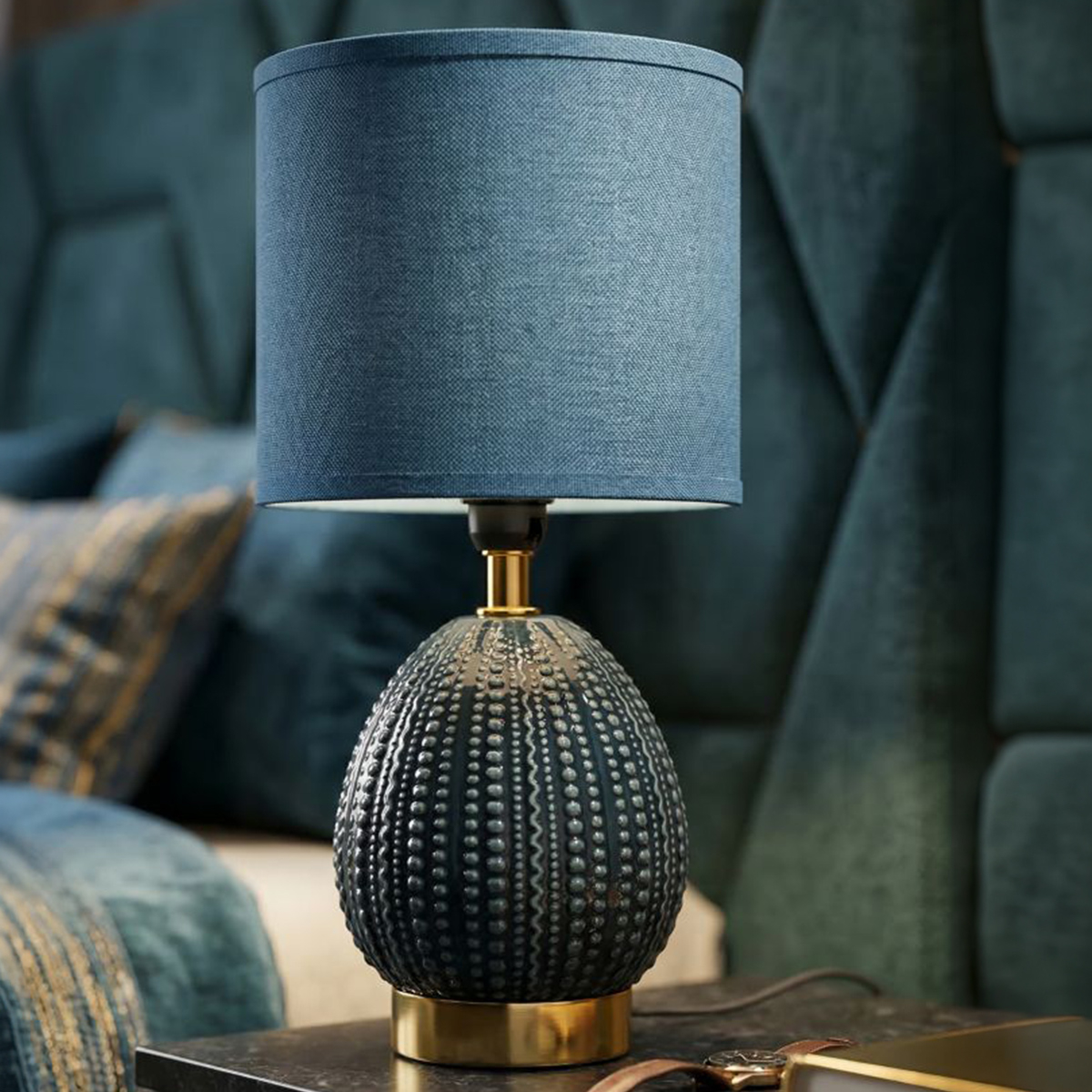 Flavi Ceramic and Fabric Bedside Table Lamp — 2