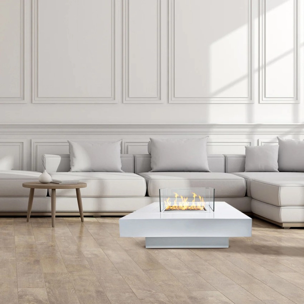 Square Freestanding Bioethanol Fireplace 70x70 cm Indoor Outdoor — 2